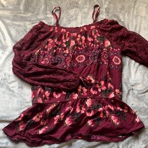 Off-the-shoulder floral long sleeve